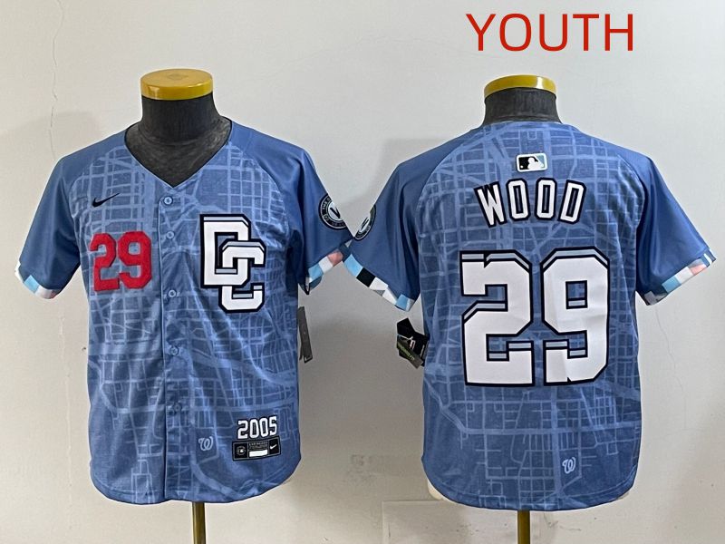 Youth 2025 Washington Nationals 29 Wood Blue Joint Name Nike MLB Jersey style 3
